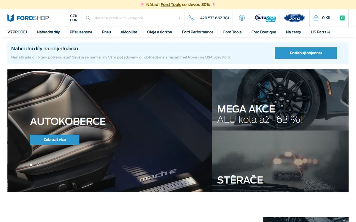 Úvodní stránka e-shopu Fordshop