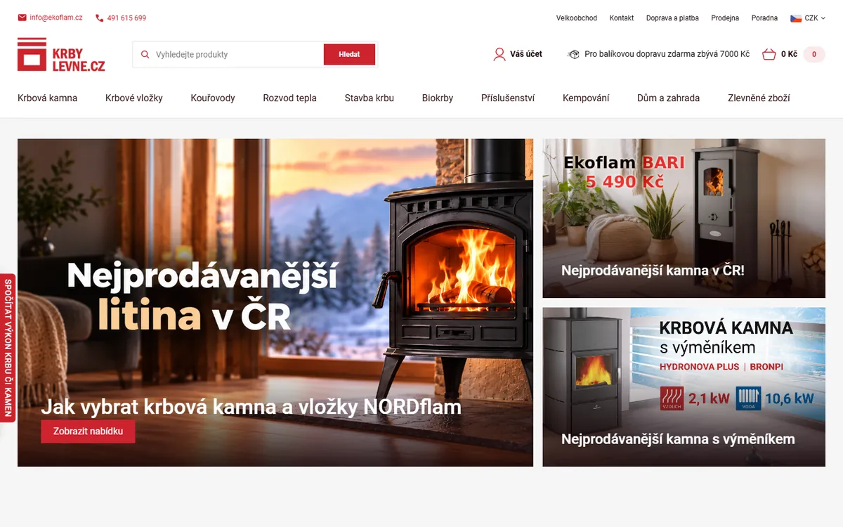 Úvodní stránka e-shopu Krbylevne