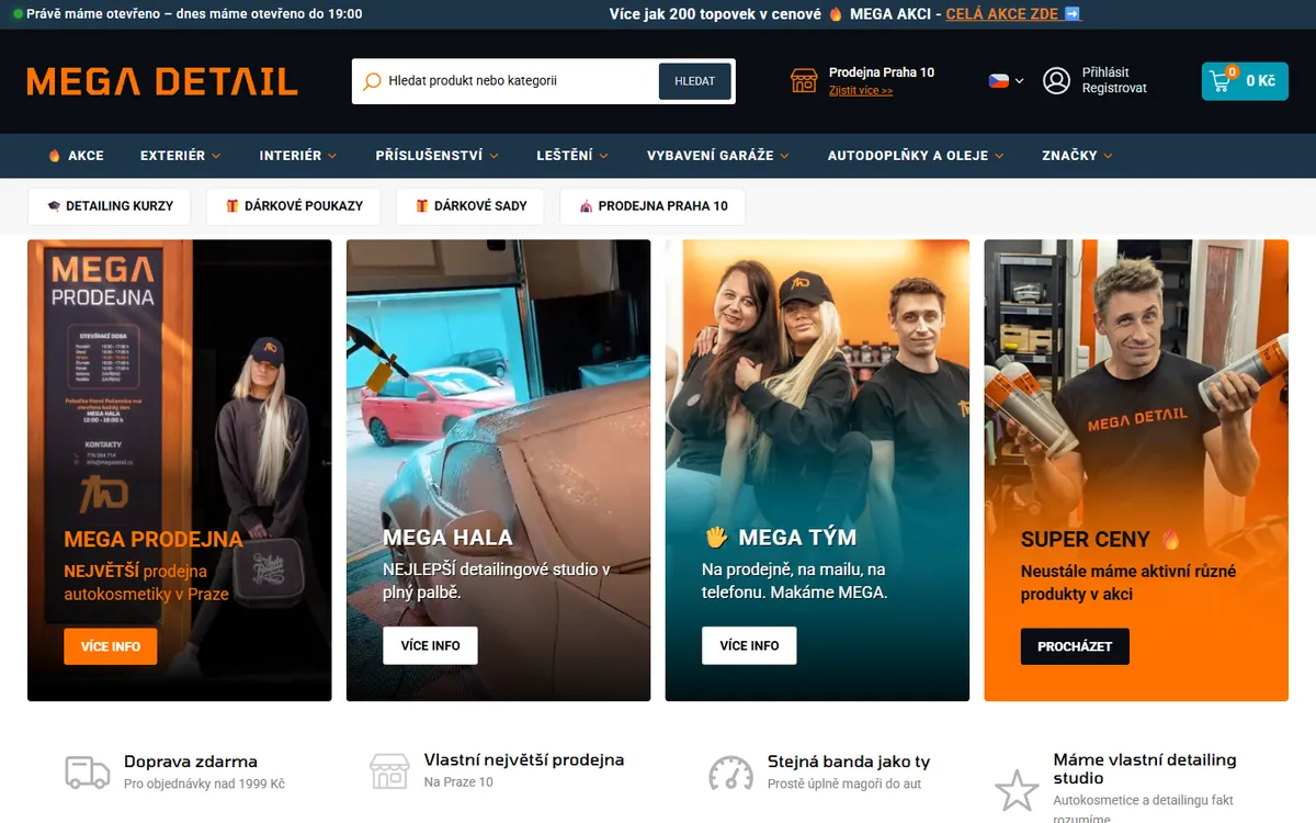 Úvodní stránka e-shopu Mega Detail